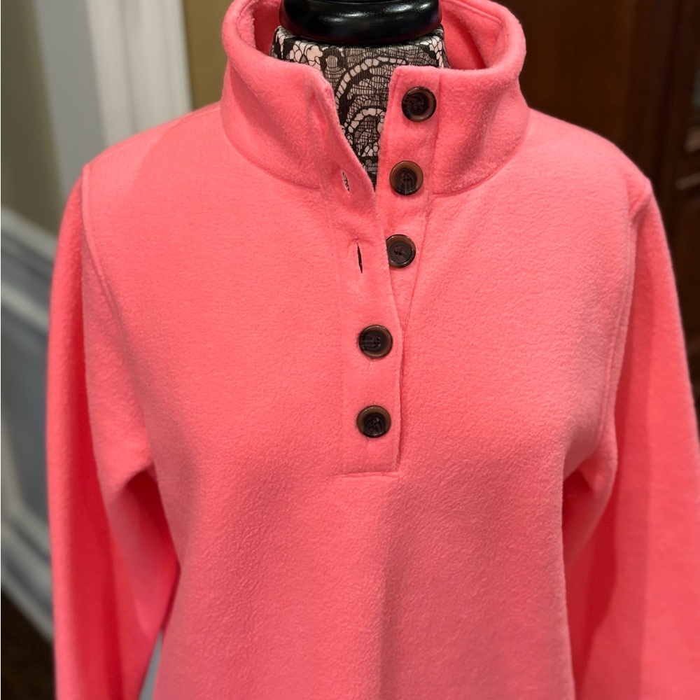 J. CREW FACTORY | Pink Sherpa Button Front Tunic - Size Medium - Picture 2 of 4